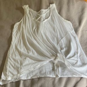 White tank with cross cross detail